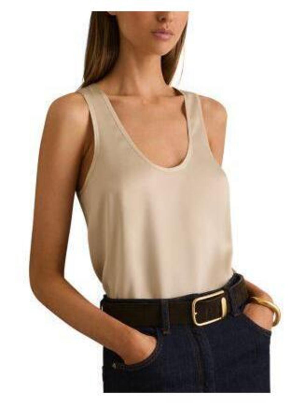 Reiss Ruby Silk Front Cami Tank Top in Neutral, Size S
